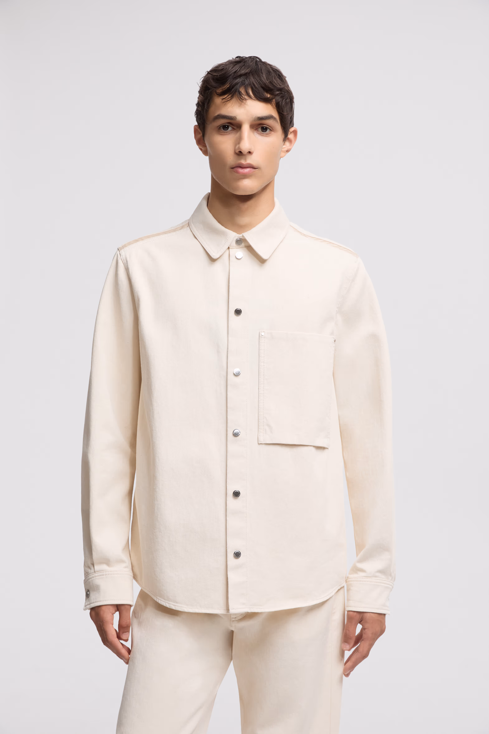 Denim Long Sleeve Shirt Men White Ivory Moncler 3